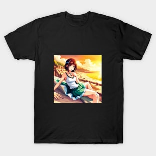 chica anime en la playa T-Shirt